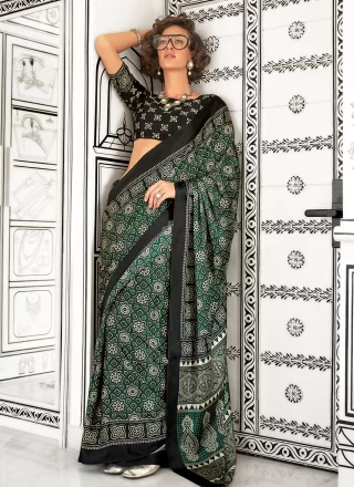 Green Crepe Silk Classic Saree