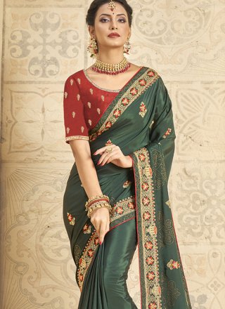 Green Crepe Silk Classic Sari