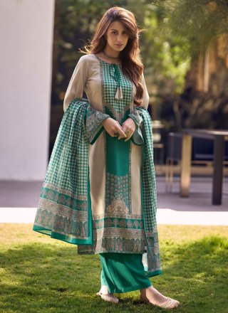 Green Digital Print Work Cotton Lawn Salwar Suit