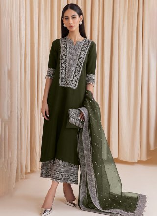 Green Embroidered Work Georgette Salwar Suit