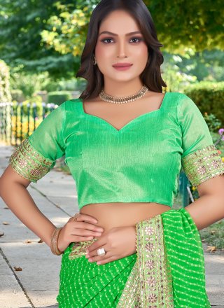 Green Georgette Classic Saree with