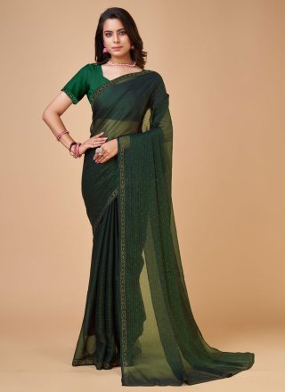 Pastel Green Plain Stain Silk Saree 5814SR14