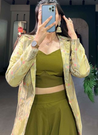 Green Georgette Jacket Style Suit