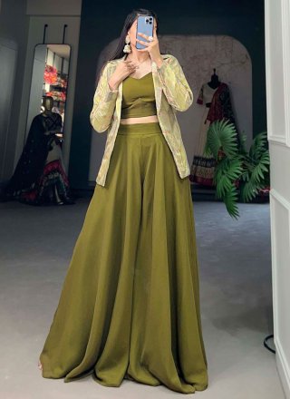 Green Georgette Jacket Style Suit
