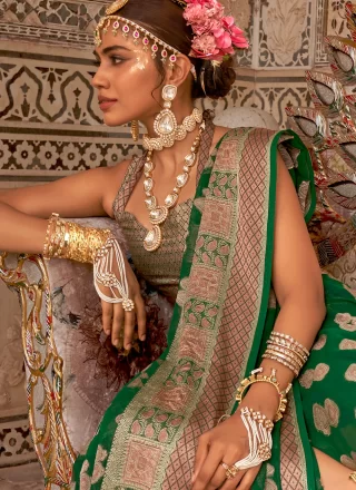 Green Georgette Traditional Saree