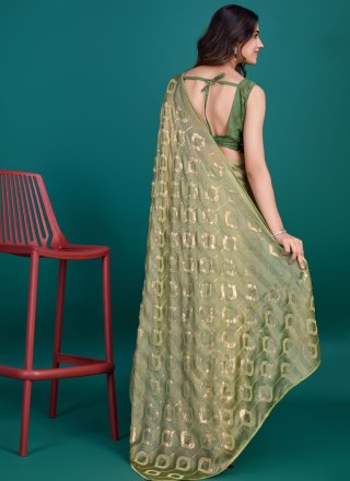 Green Glass Tissue Classic Saree