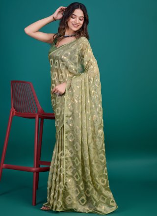 Green Glass Tissue Classic Saree