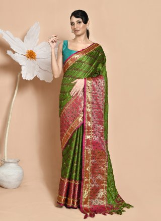 Green Jacquard Classic Saree