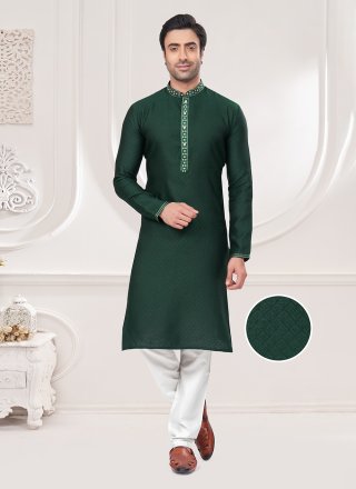 Green Jacquard Kurta Pyjama