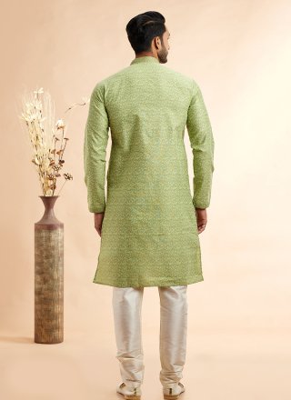 Green Jacquard Silk Kurta Pyjama