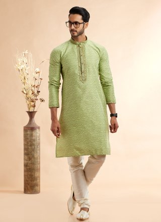 Green Jacquard Silk Kurta Pyjama