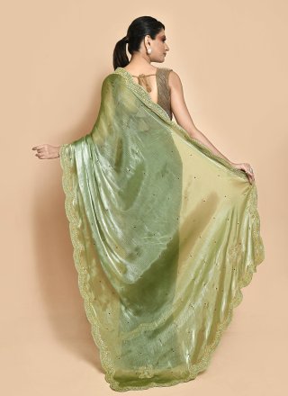 Green JIMMY CHU Hand Work Classic Sari for Ceremonial