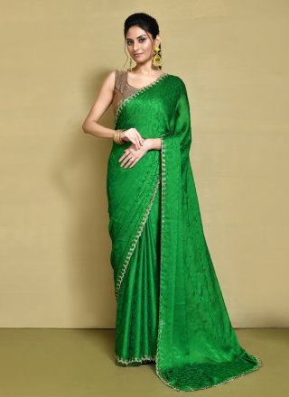 Green Kanjivaram Silk Hand Work Contemporary Saree