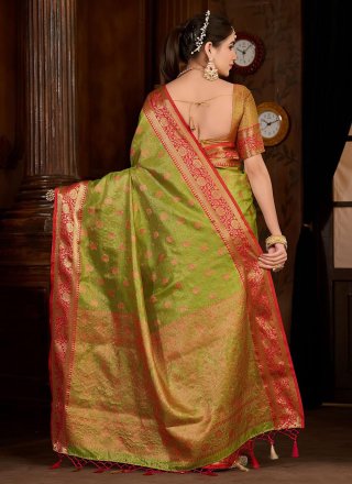 Green Kanjivaram Silk Weaving Work Classic Sari for Party
