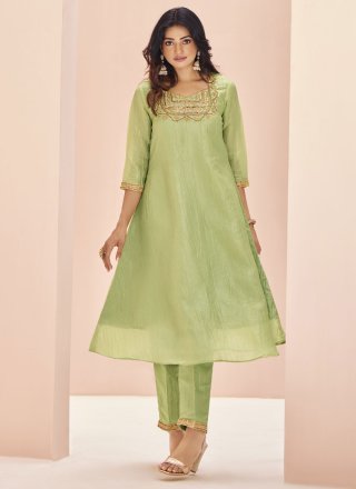 Green Organza Casual Kurti