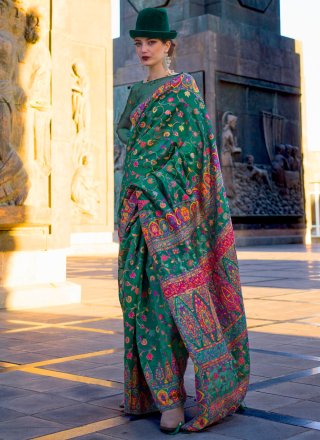 Green Organza Contemporary Saree