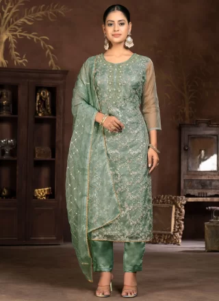 Green Organza Salwar Suit with