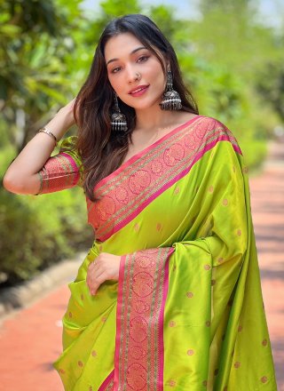 Green Paithni Weaving Work Traditional Saree for Casual