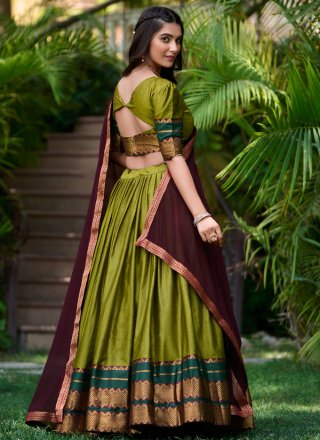 Green Poly Cotton Lehenga Choli