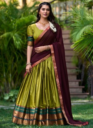 Green Poly Cotton Lehenga Choli