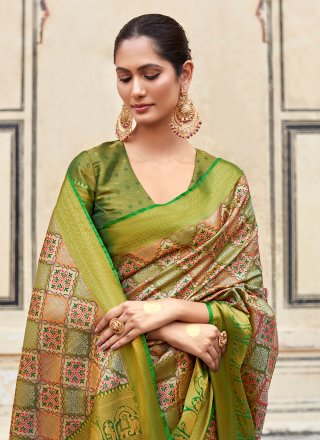 Green Pure Silk Trendy Saree with Weaving Work