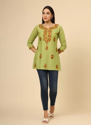 Green Rayon Casual Kurti