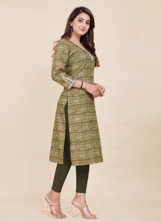 Green Rayon Casual Kurti with Print Work for Women