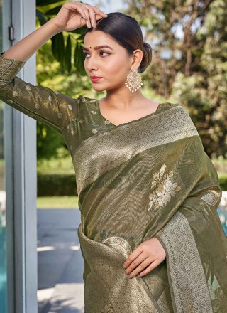 Green Shimmer Classic Sari with
