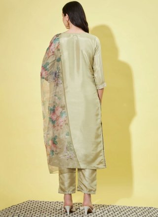 Green Silk Blend Embroidered Work Readymade Salwar Suit for Women