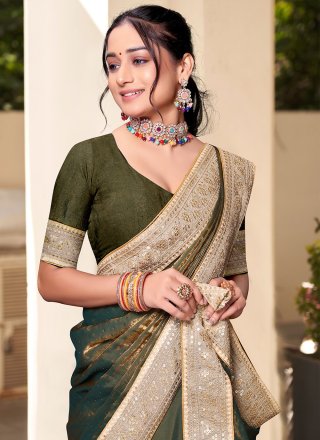 Green Silk Classic Sari