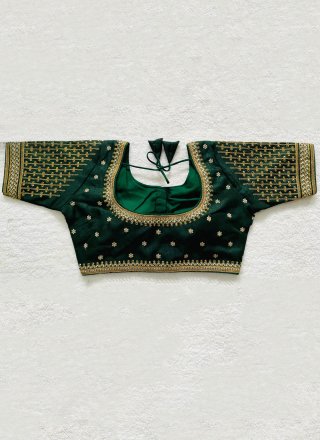 Green Silk Designer Blouse with Diamond and Embroidered Work for Women