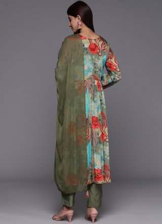 Green Silk Embroidered Work Salwar Suit