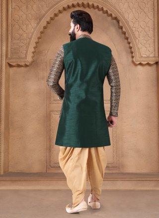 Green Silk Sherwani Mens Wear with
