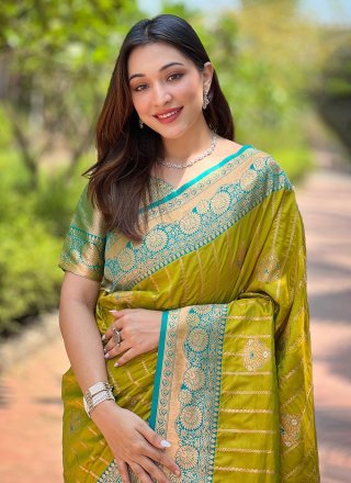 Green Silk Weaving Work Traditional Saree for Women