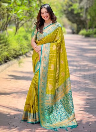 Green Silk Weaving Work Traditional Saree for Women