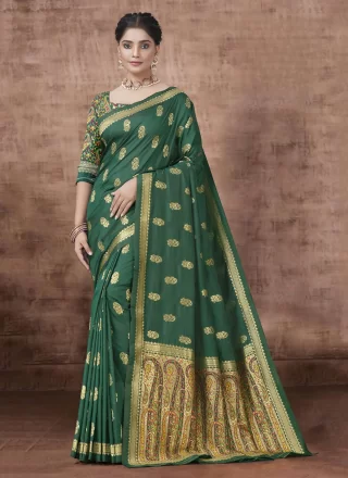 Green Silk Woven Work Designer Sari