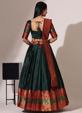 Green Silk Woven Work Lehenga Choli for Women