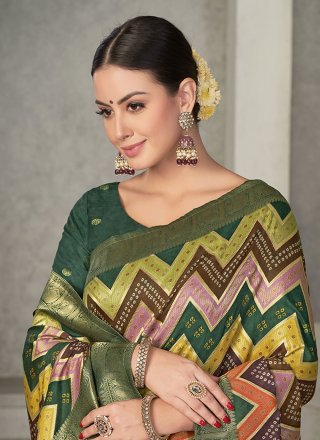 Green Tussar Silk Woven Work Trendy Saree