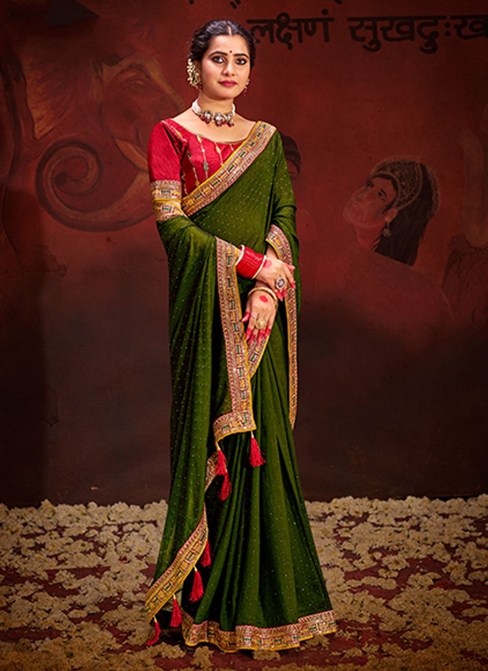 New Arrival Green Designer Vichitra Silk Sari And Satin authentic Silk Blouse,Bollywood Sari,Designer Saree,Festival Wear Sari,Wedding Wear Sari