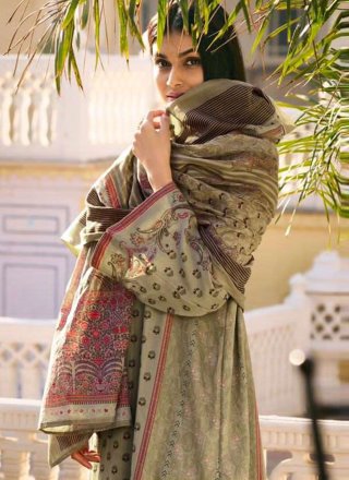 Green Viscose Digital Print and Embroidered Work Trendy Suit for Women