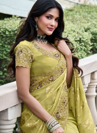 Green Viscose Traditional Saree