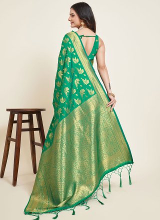 Green Weaving Work Silk Silk Saree