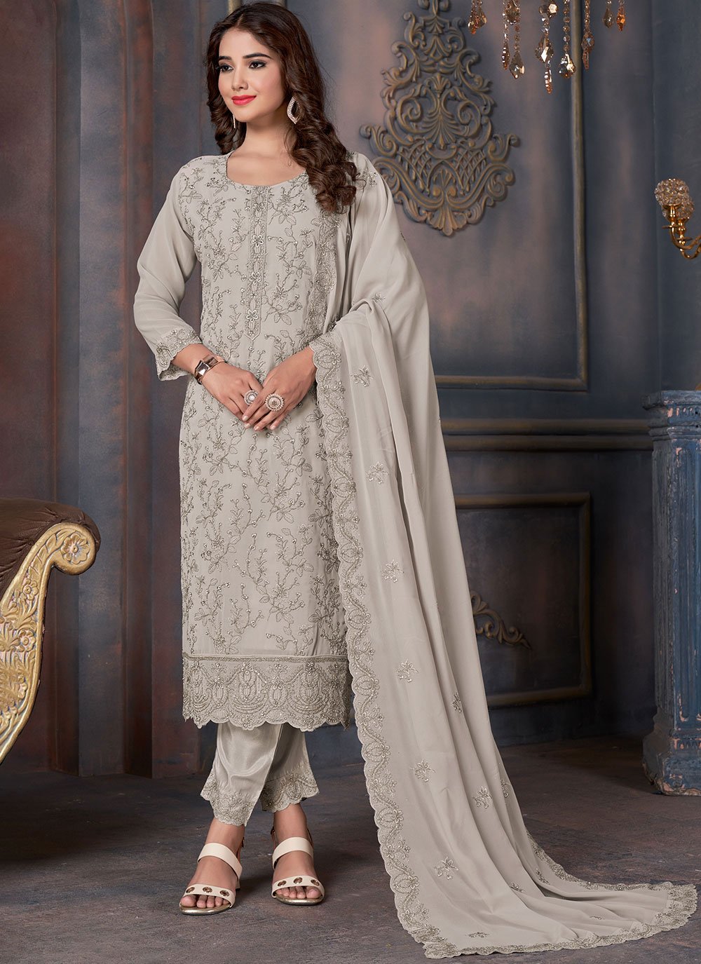 Grey salwar suit clearance design