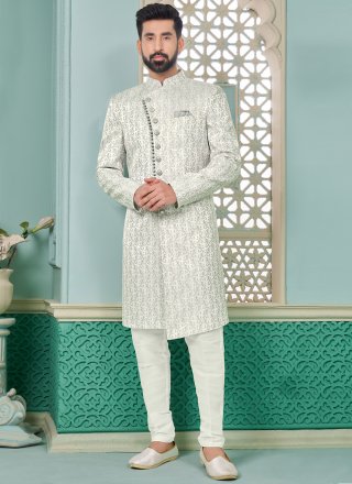Grey Imported Indo Western with Embroidered Work for Engagement