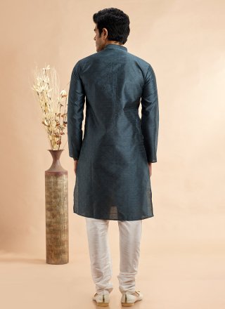 Grey Jacquard Silk Kurta Pyjama