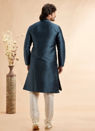 Grey Jacquard Silk Kurta Pyjama