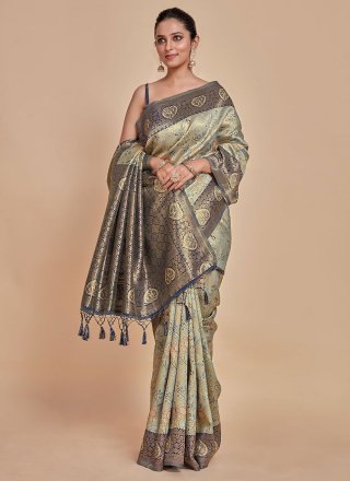 Grey Kanjivaram Silk Classic Sari