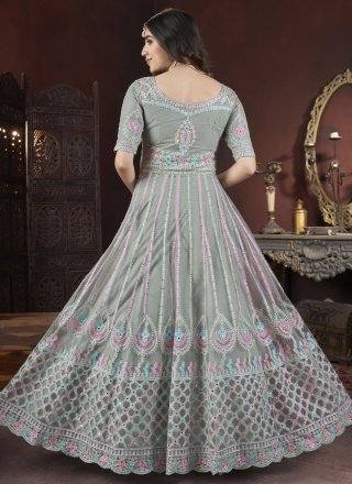 Grey Net Designer Gown