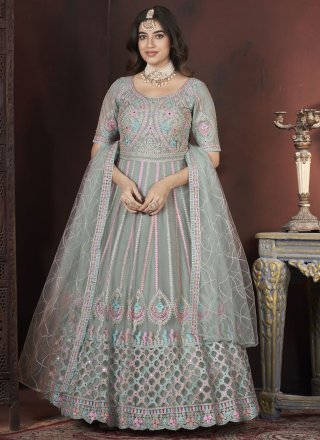 Grey Net Designer Gown