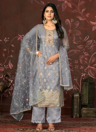 Grey Organza Salwar Suit